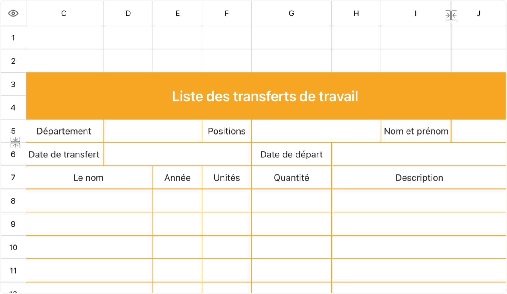 Liste des transferts de travail